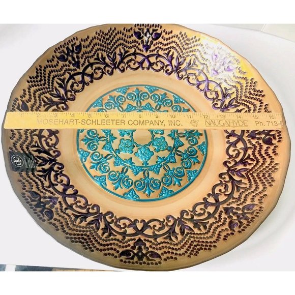 DC Glassware 17” Decorative Centerpiece Floral Serving Bowl Multicolor NWT - Picture 6 of 9